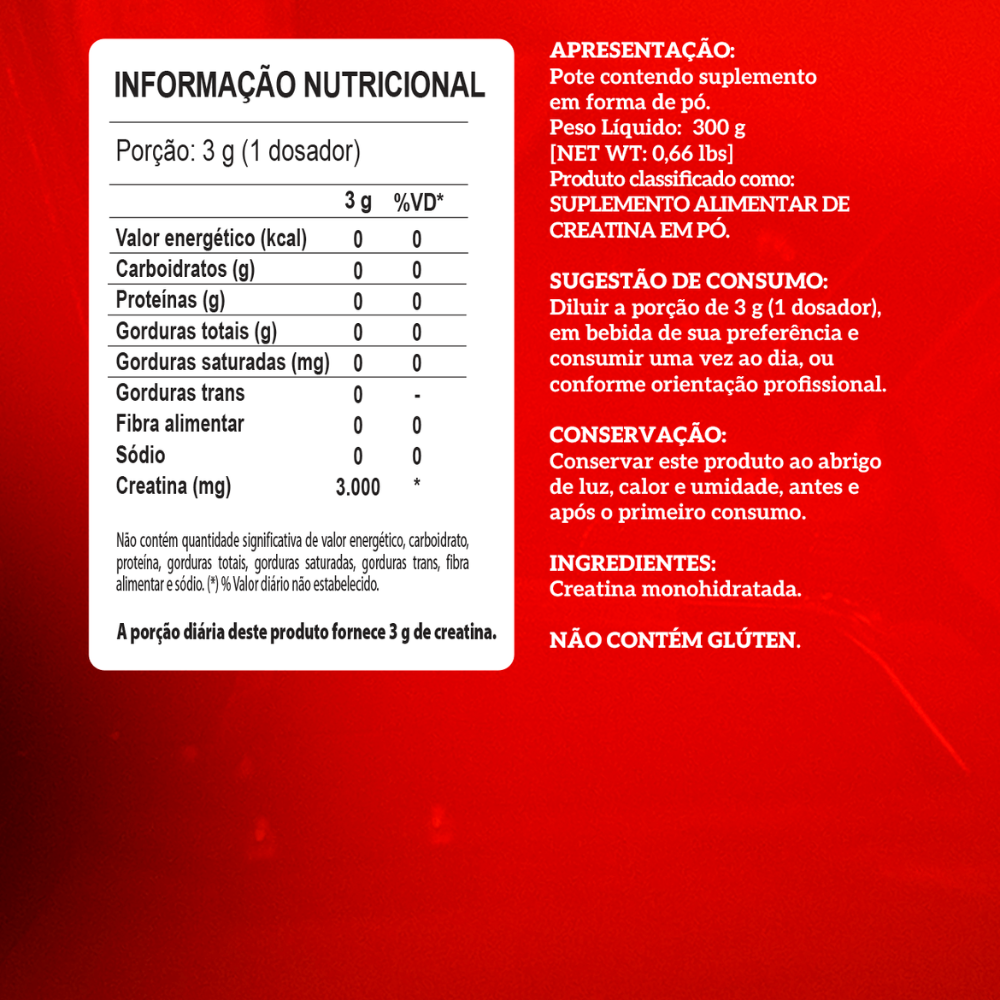 Creatina 100% Pura 300g Hardcore - Integralmédica