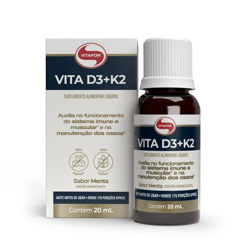 VITA D3 + K2 GOTAS FRASCO 20ML SABOR MENTA - VITAFOR