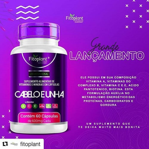 KIT 3 CABELO E UNHA 500 MG (60 CAPS CADA) FITOPLANT